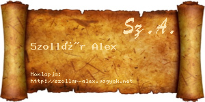 Szollár Alex névjegykártya